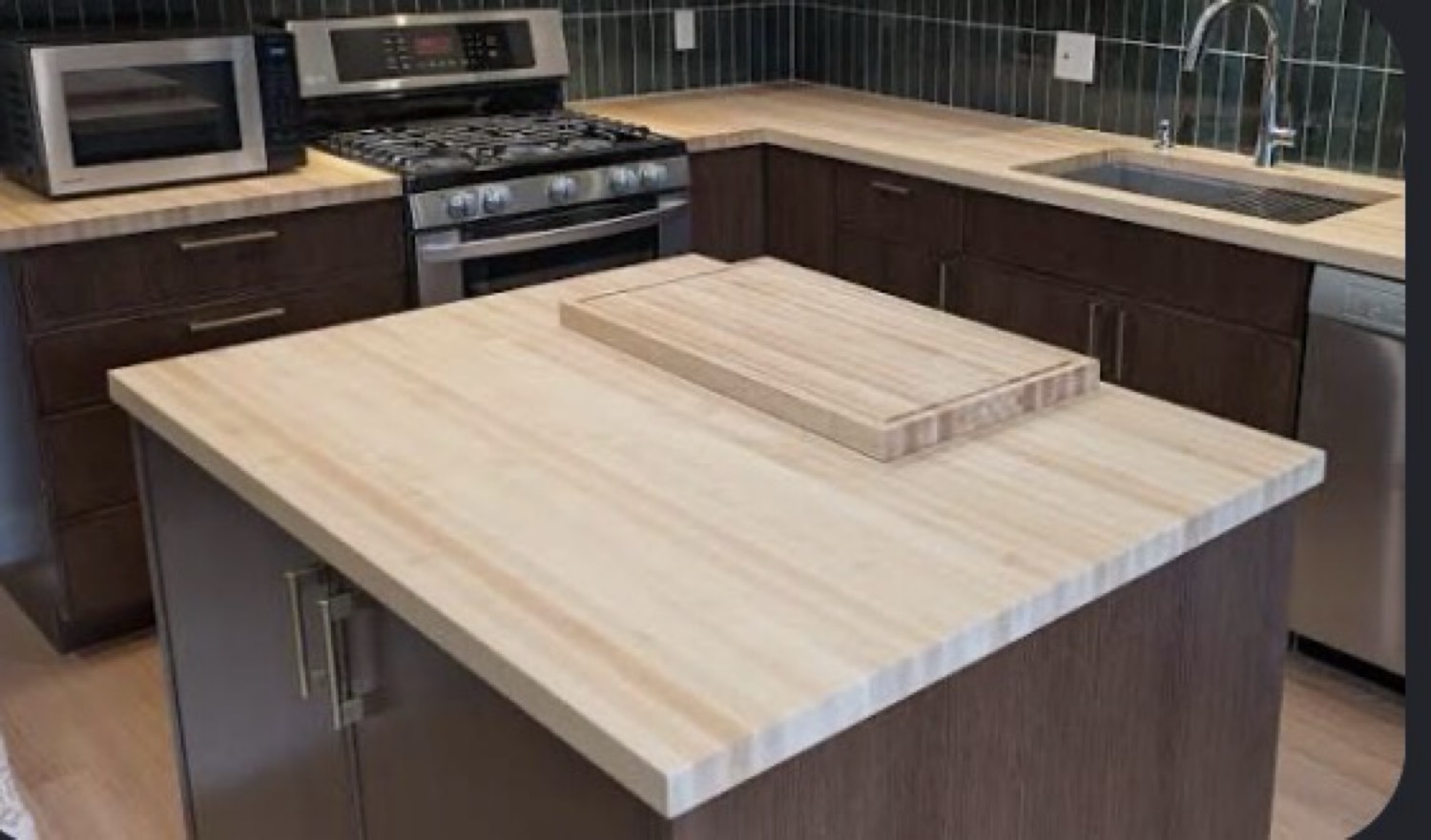 Maple wood countertop island