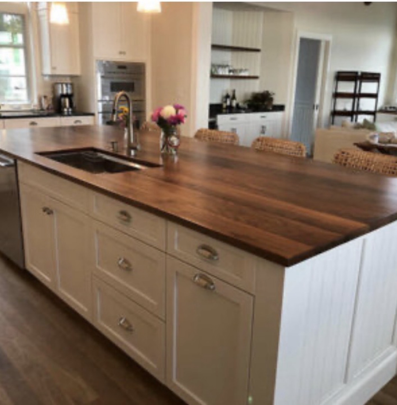 Walnut wood countertop island