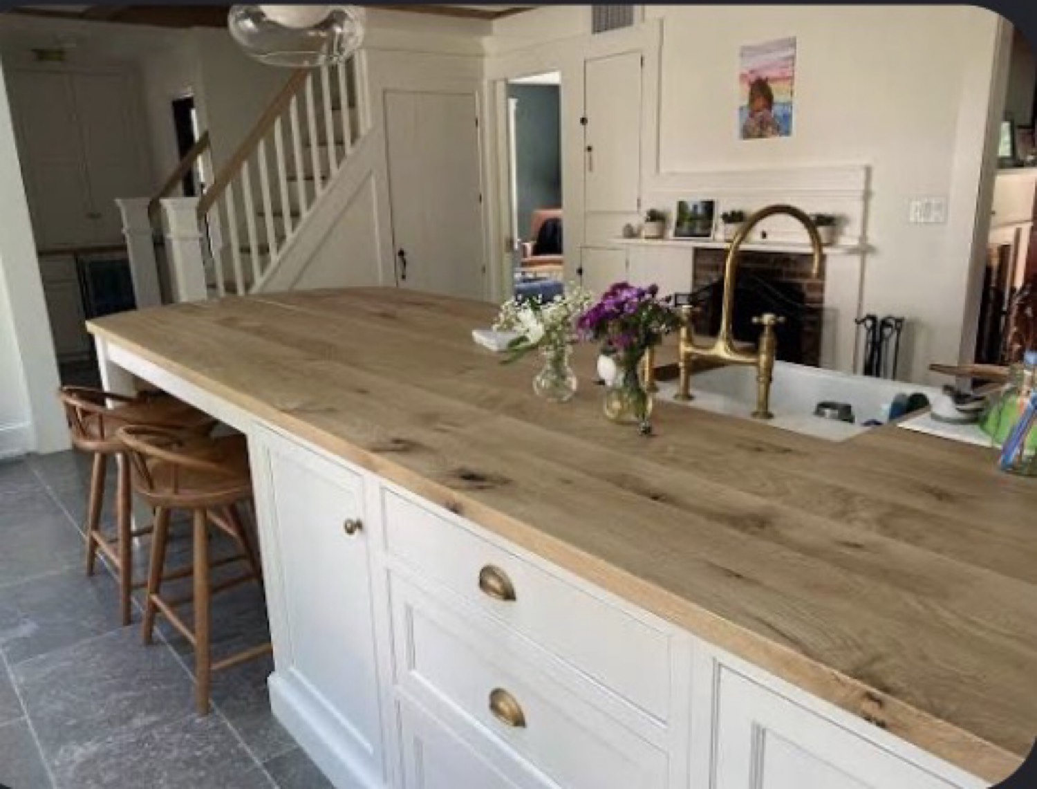 White oak wood countertop island